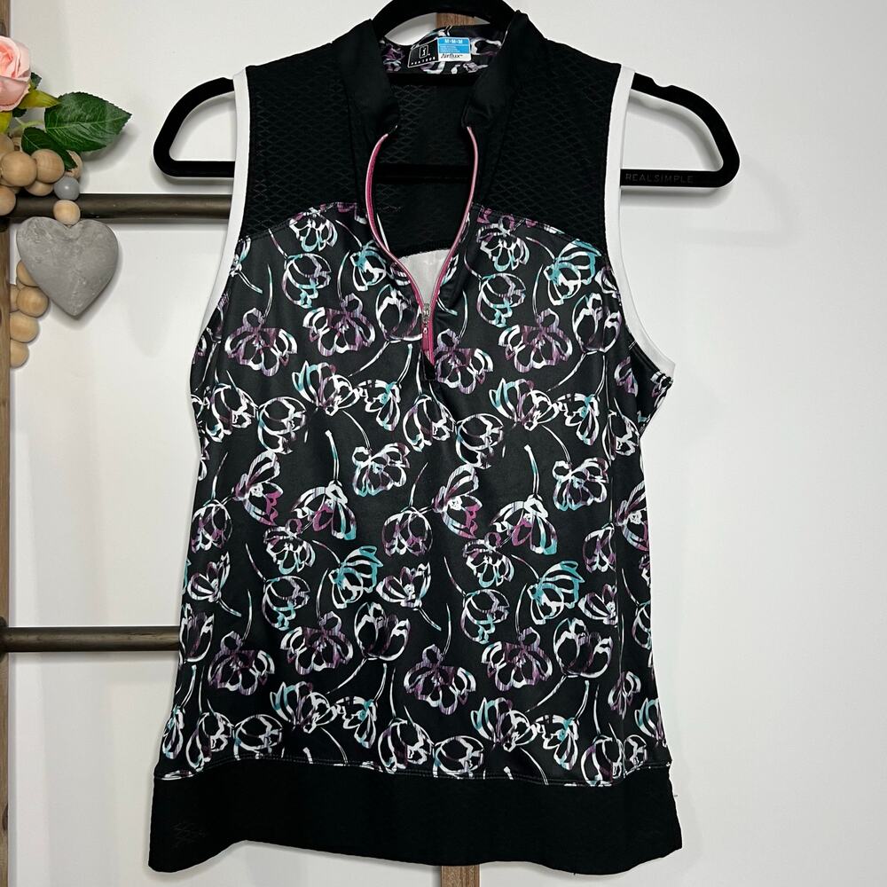 PGA Tour Airflux 1/4 Zip Sleeveless Golf Tank Black‎ Multicolor Size Medium - Picture 2 of 8